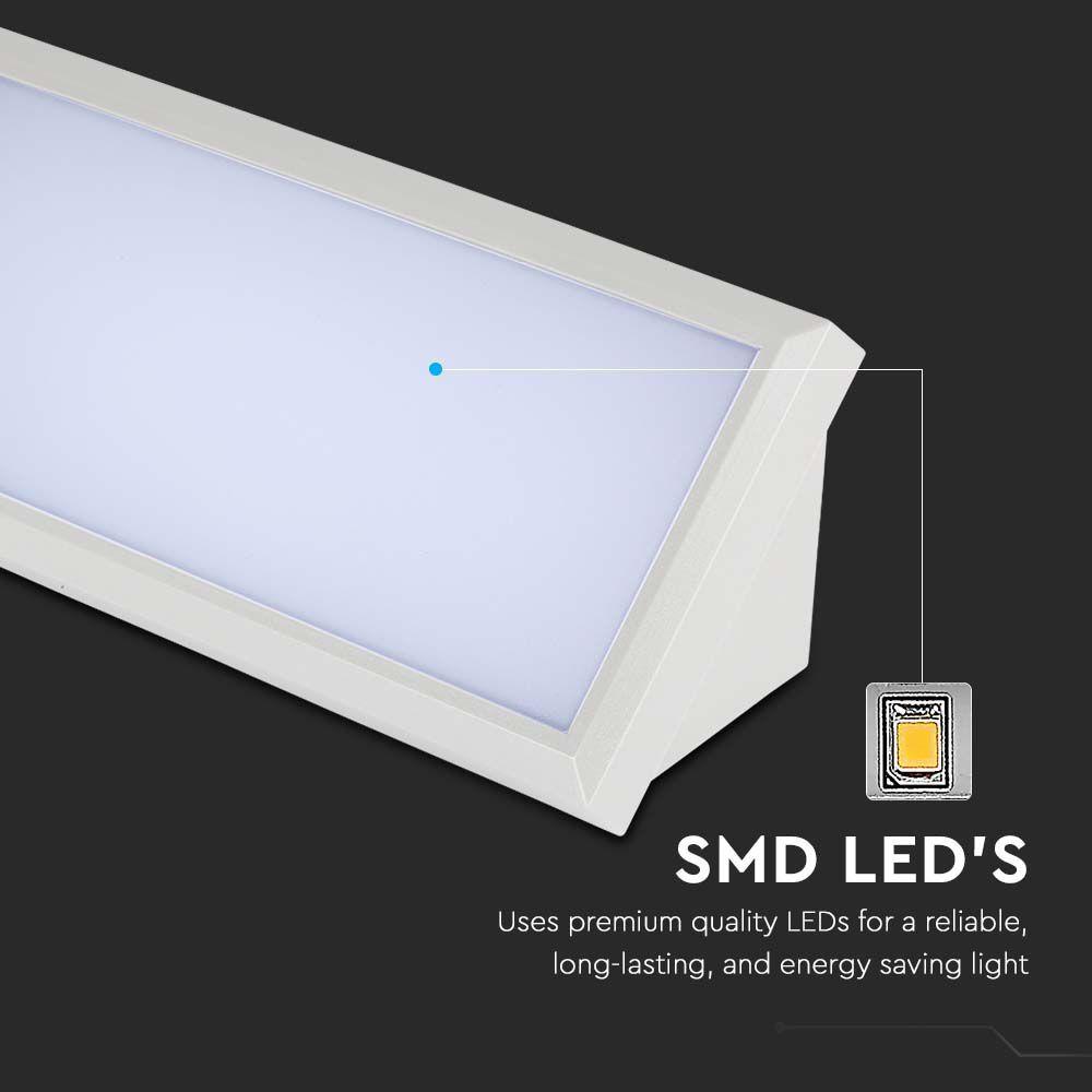 12W Lampa ścienna LED, Ukośna, Barwa:3000K, Obudowa: Biała, VTAC, SKU 6813