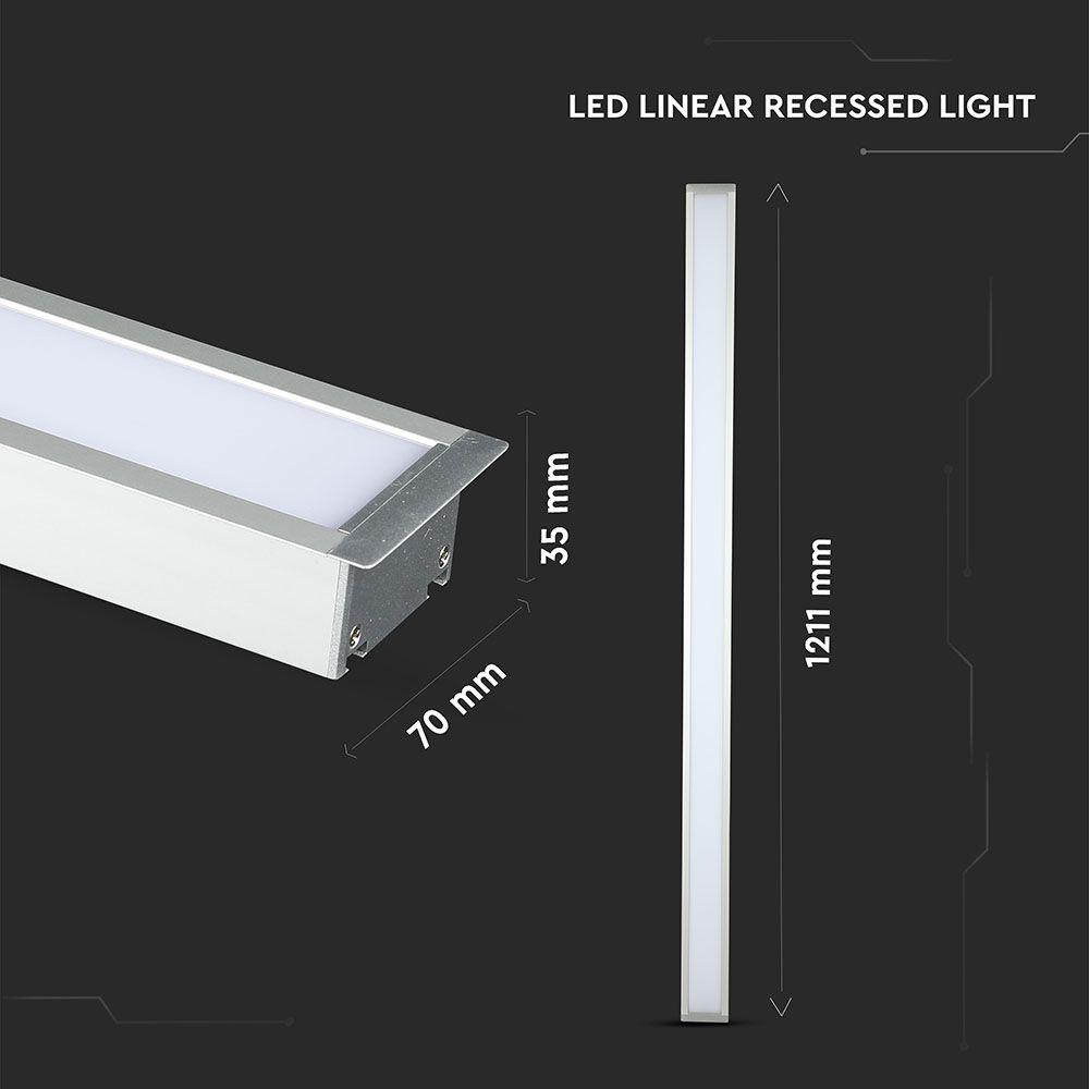 40W Oprawa Liniowa LED Podtynkowa, Chip SAMSUNG, Barwa:6400K, 5 Lat gwarancji, Obudowa: Srebrna, VTAC, SKU 603