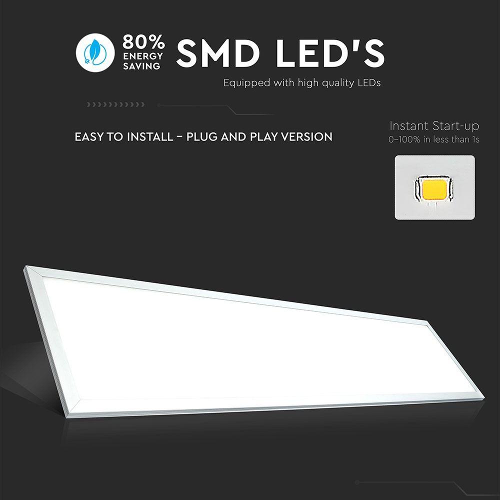 29W Panel LED 1200x300mm, Barwa:3000K, HIGH LUMEN, Opakowanie: 6szt., VTAC, SKU 6256