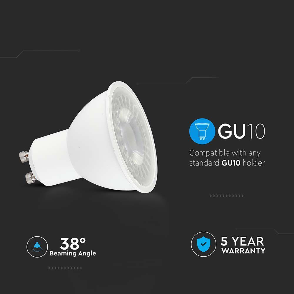 4.5W GU10 Żarówka LED, Chip SAMSUNG, Barwa:6400K, Trzonek: GU10, VTAC, SKU 21511