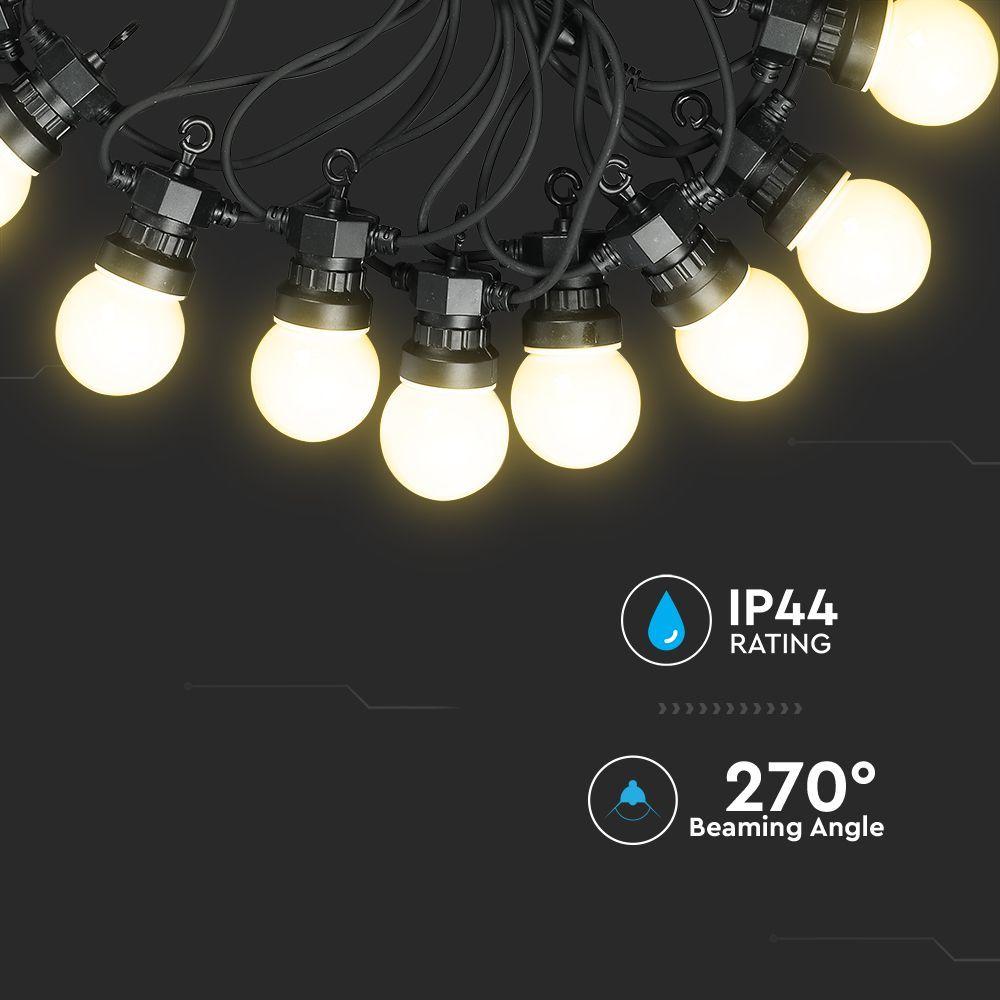 0.5W Girlanda LED, Długość: 5mb, Ilość żarówek: 10x0,5, Barwa:3000K, VTAC, SKU 217436