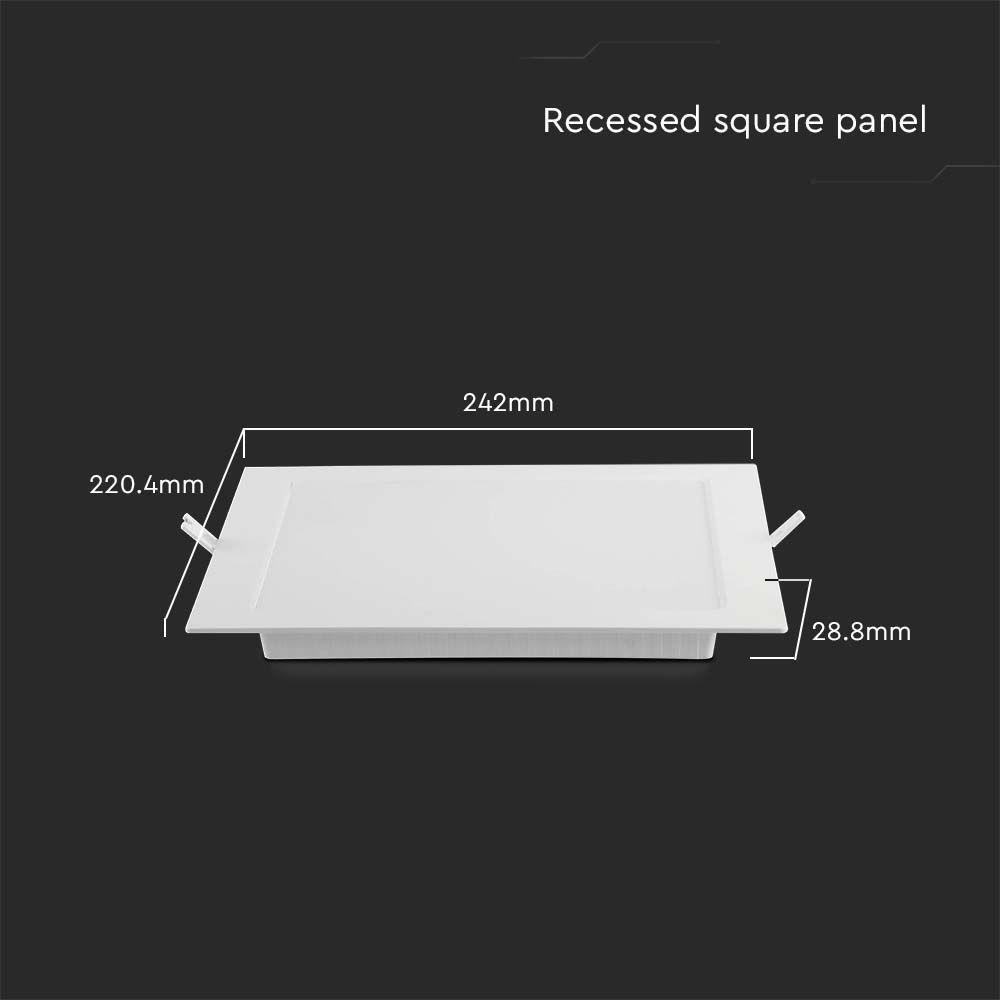 18W Panel LED, Barwa: 3000K, Kształt: Kwadratowy       , VTAC, SKU 10486