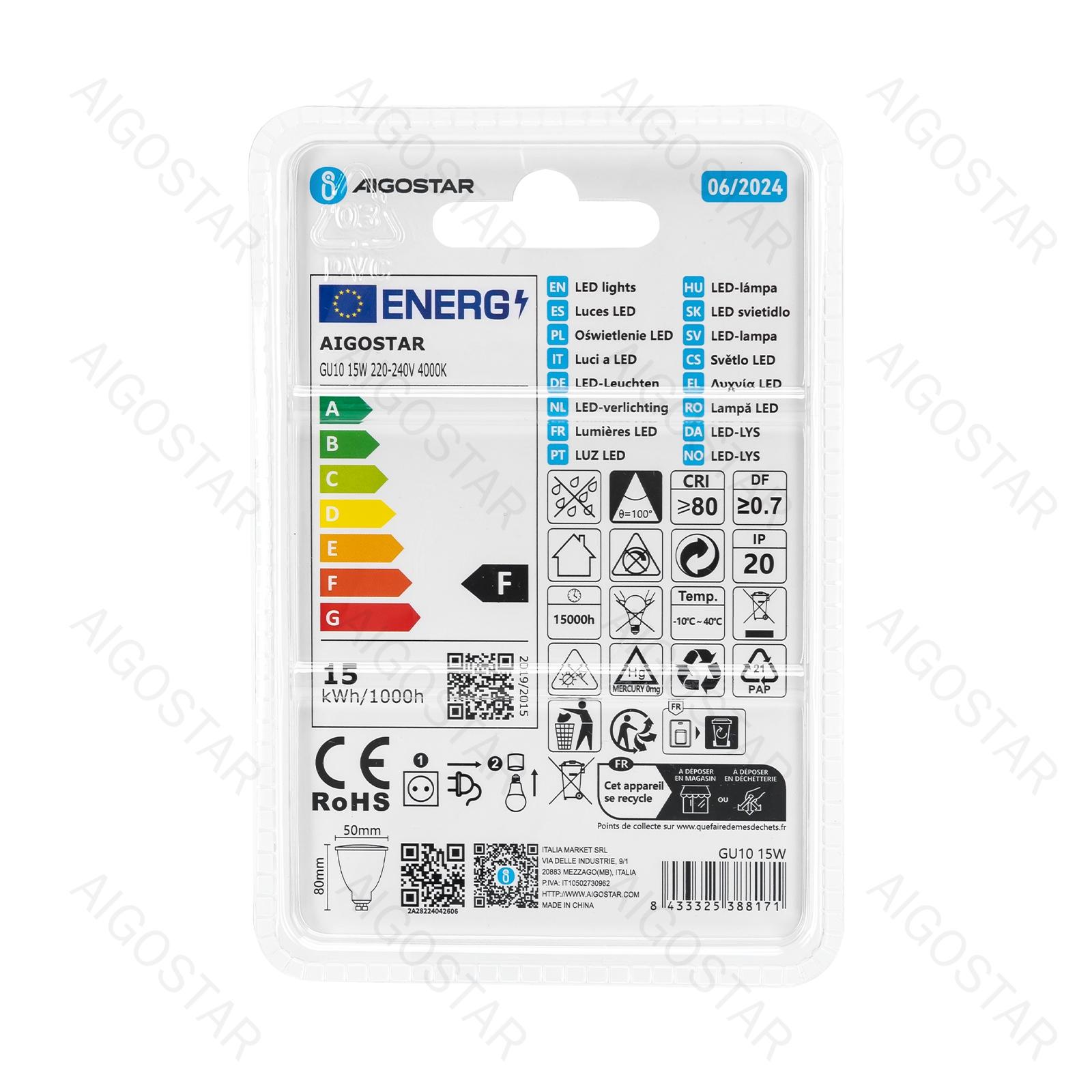 LED A5 GU10 15W 4000K