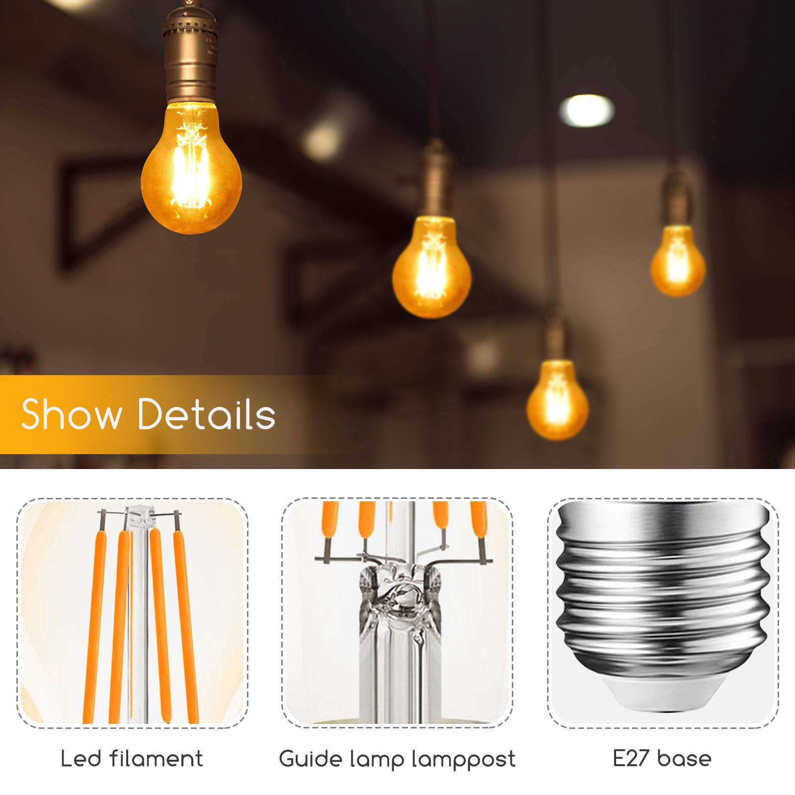 LED Filament Bulb (Amber) A60 E27 6W