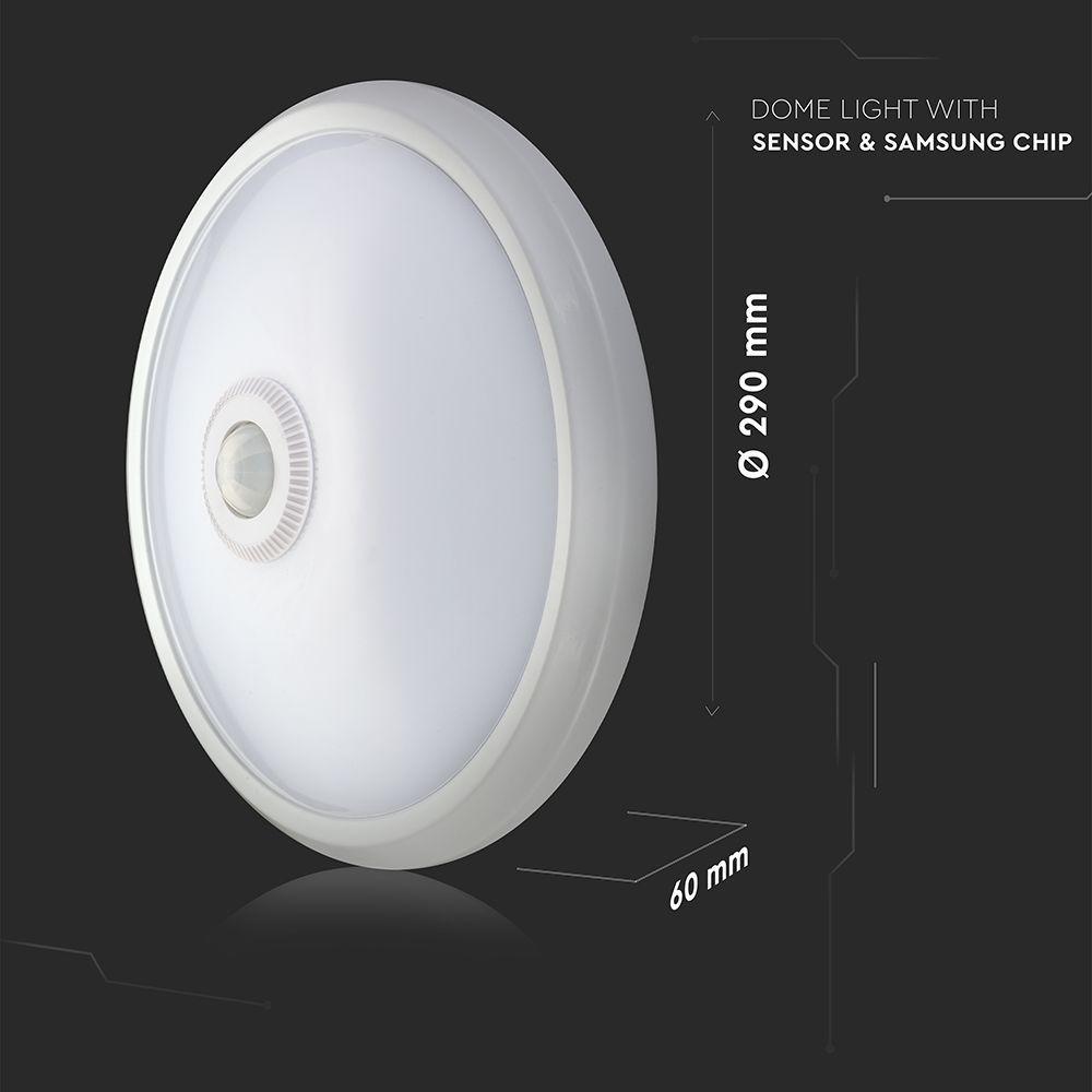 12W Plafon LED z czujnikiem PIR, Chip SAMSUNG, Barwa:3000K, VTAC, SKU 21807