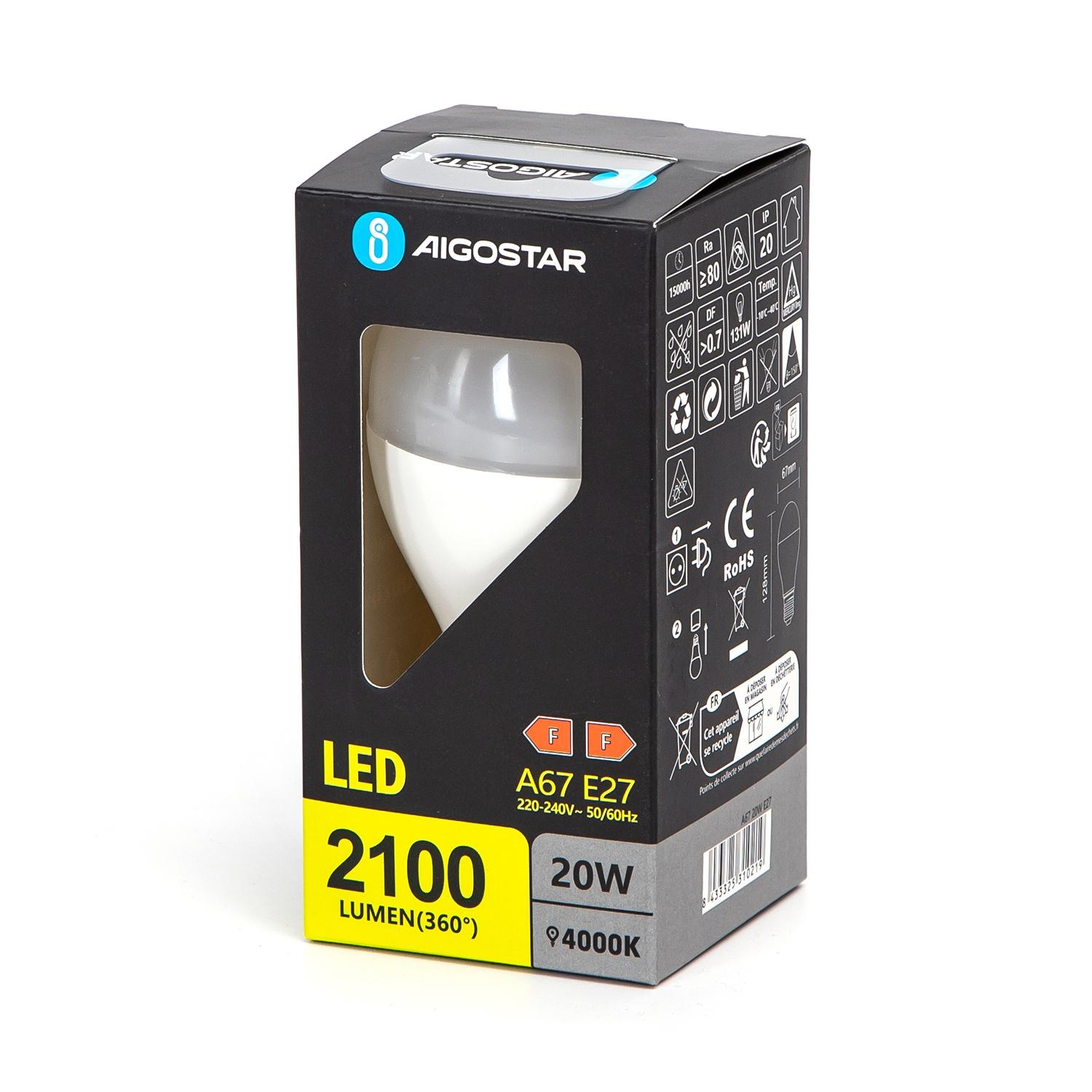 LED E27 A67 20W Naturalna biel