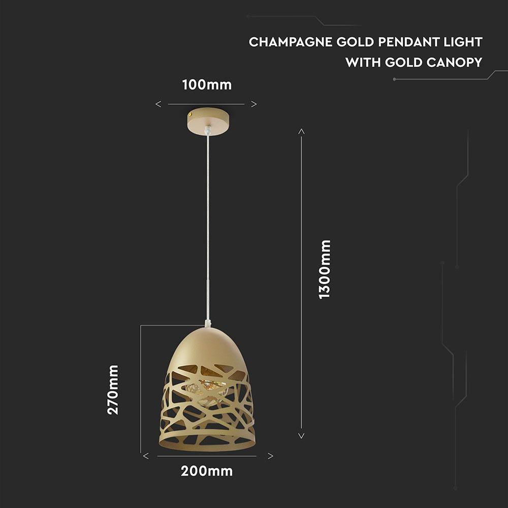 VT-7200 CHAMPAGNE GOLD PENDANT LIGHT WITH GOLD CANOPY-E27