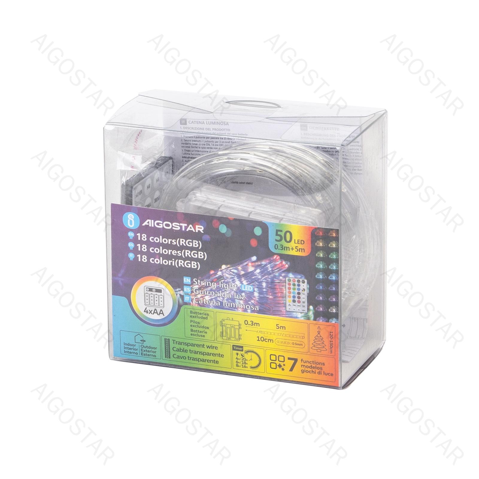 4AA battery -Φ5mm tube string lights, RGB, 5m