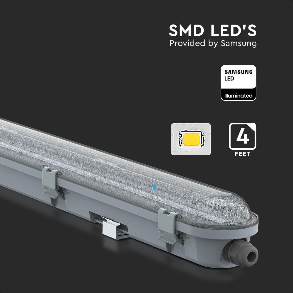 36W Lampa hermetyczna 120cm, Chip Samsung, Klosz Transparentny, Barwa:4000K, VTAC, SKU 20205