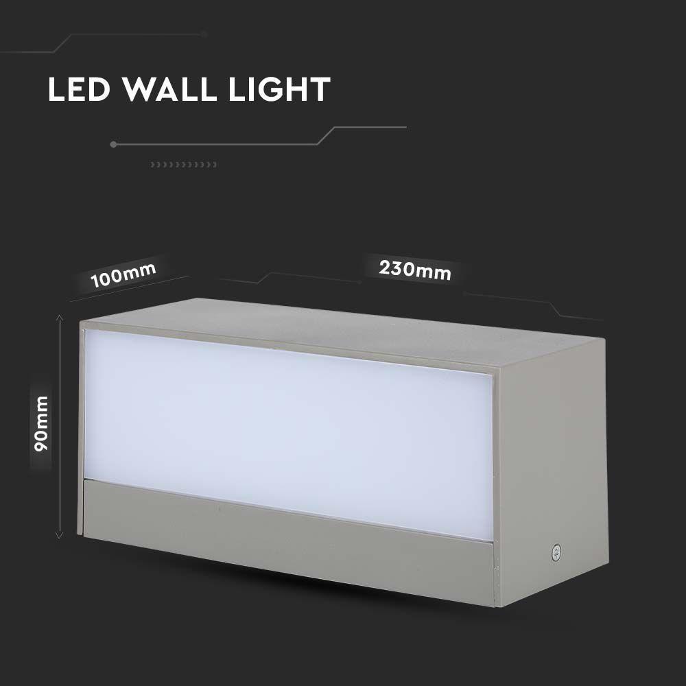 12W Lampa ścienna LED, Kierunek: Góra-Dół, Barwa:3000K, Obudowa: Szara, VTAC, SKU 218242