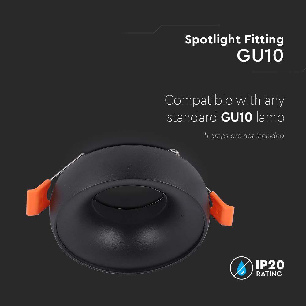 VT-980 GU10 FITTING ROUND BLACK FRAME+BLACK REFLECTOR