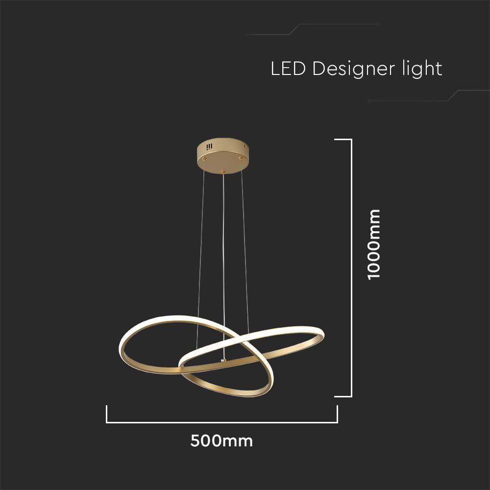 Dekoracyjna lampa wisząca LED ( D500 ), Barwa: 3000K, Obudowa: Złota     , VTAC, SKU 8014