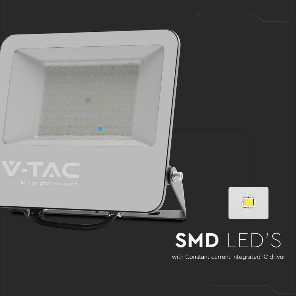 VT-44106 100W LED FLOODLIGHT 4000K BLACK BODY GREY GLASS 160LM/W