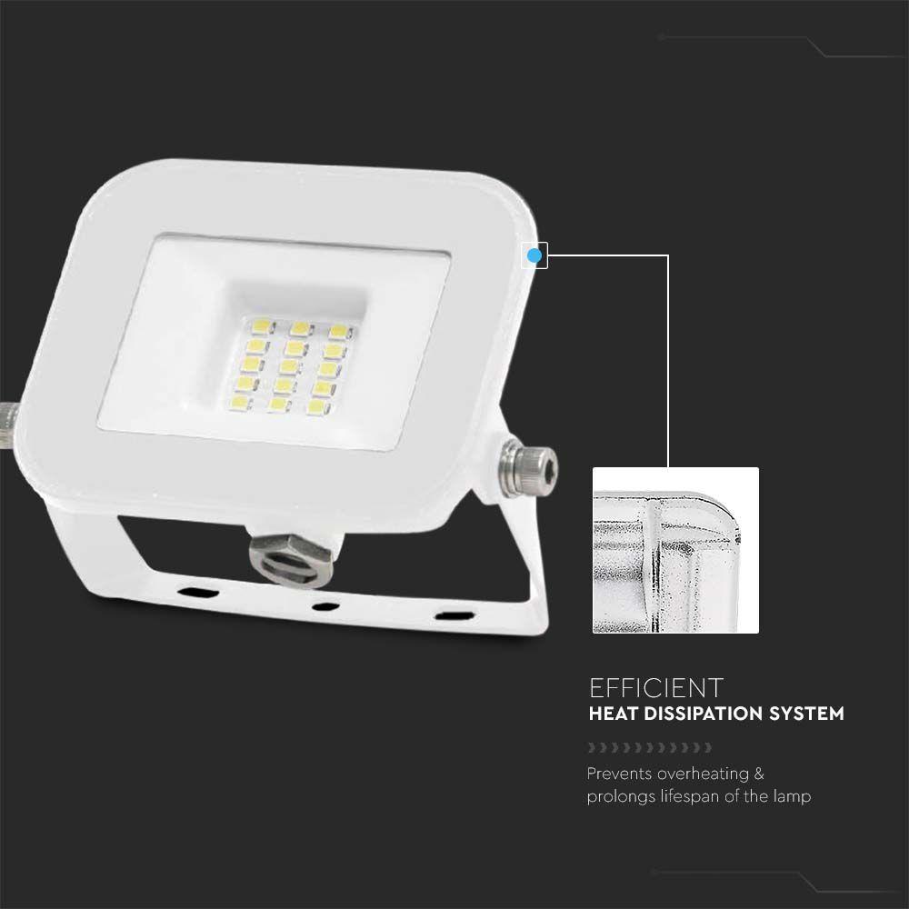 10W Naświetlacz LED SMD, Chip SAMSUNG, Barwa:6500K, Obudowa: Biała, VTAC, SKU 10013