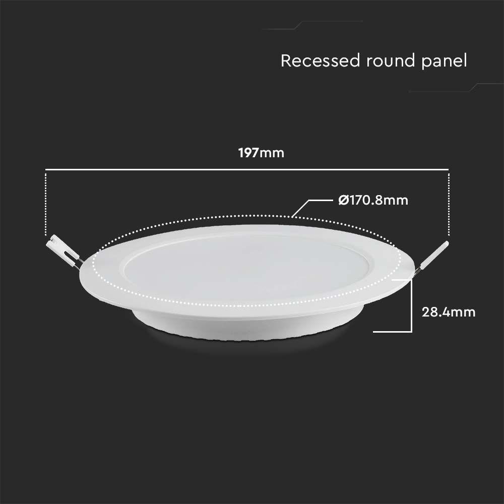 12W Panel LED Podtynkowy, Barwa:4000K, Okrągła, Biały, VTAC, SKU 7862