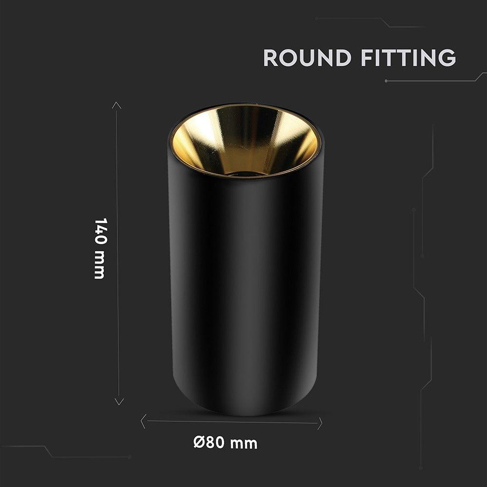 VT-882 GU10 FITTING ROUND BLACK+GOLD