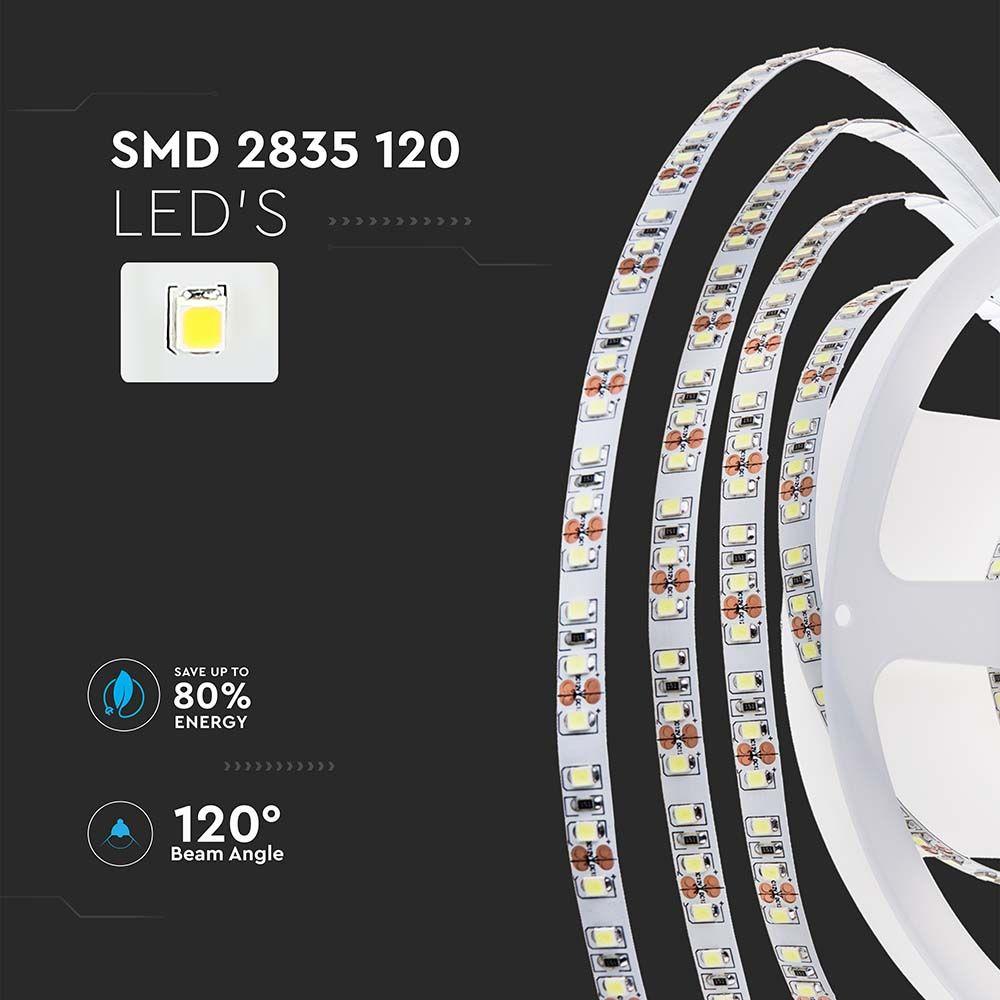 VT-2835 120 8W/M LED STRIP LIGHT 4000K IP20 24V DOUBLE PCB (10M/ROLL)(PRICE PER M)