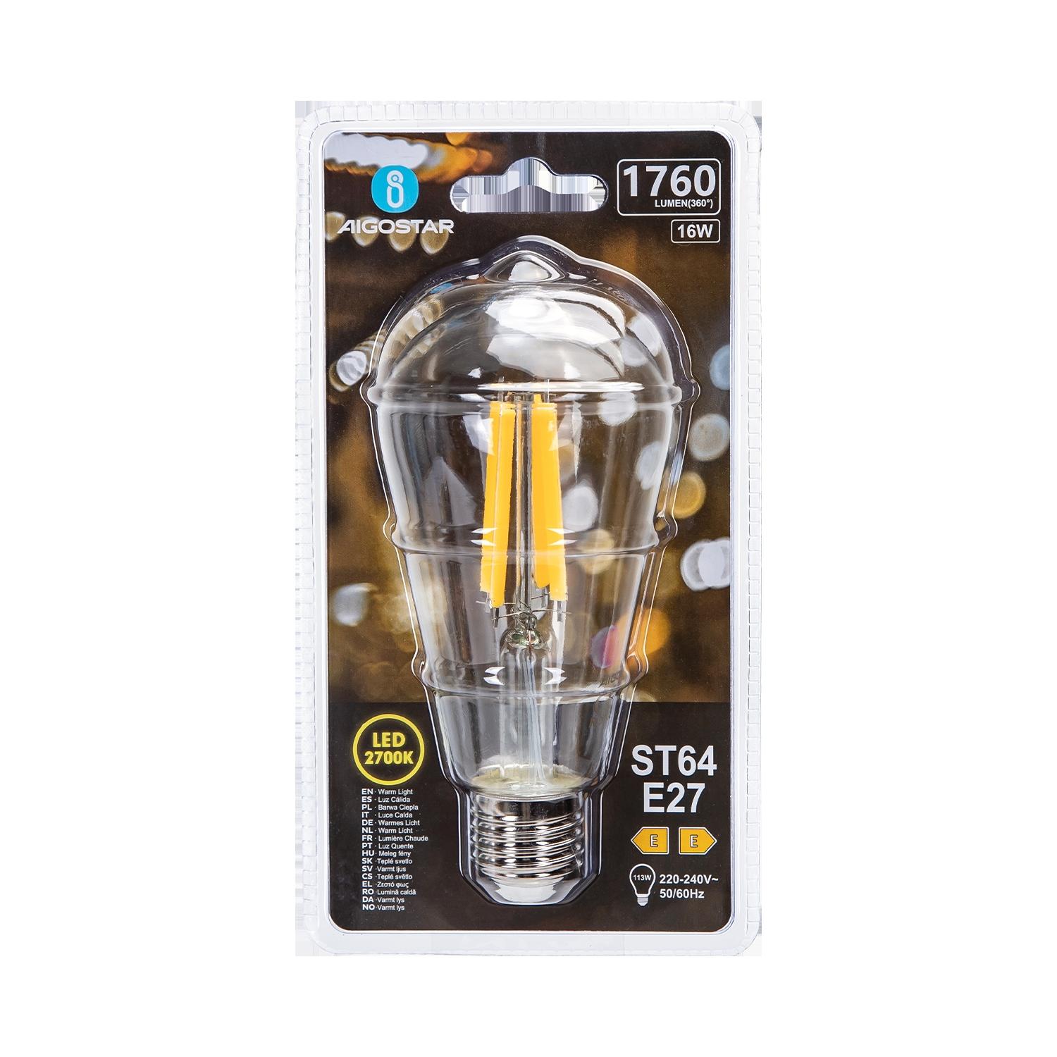 Żarówka LED Filament (Przezroczysta) ST64 E27 16W