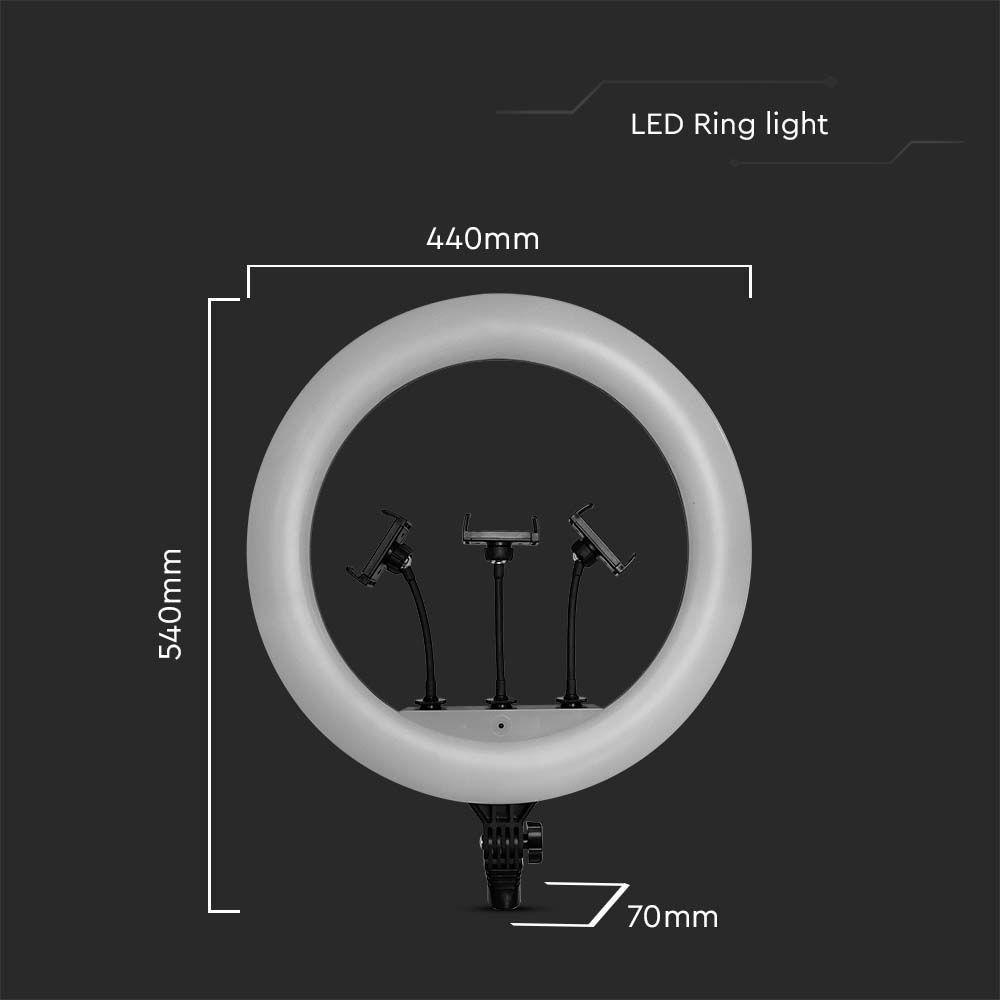 VT-45055 55W LED RING LIGHT 18INCH WITH 3 PHONE HOLDER AND REMOTE 3200K-5800K