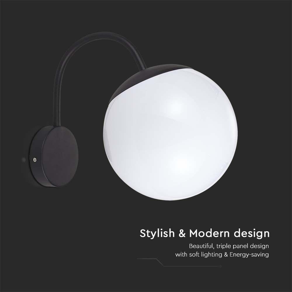 VT-1223 WALL LAMP(1*E27)-MATT BLACK-OPAL PLASTIC BALL