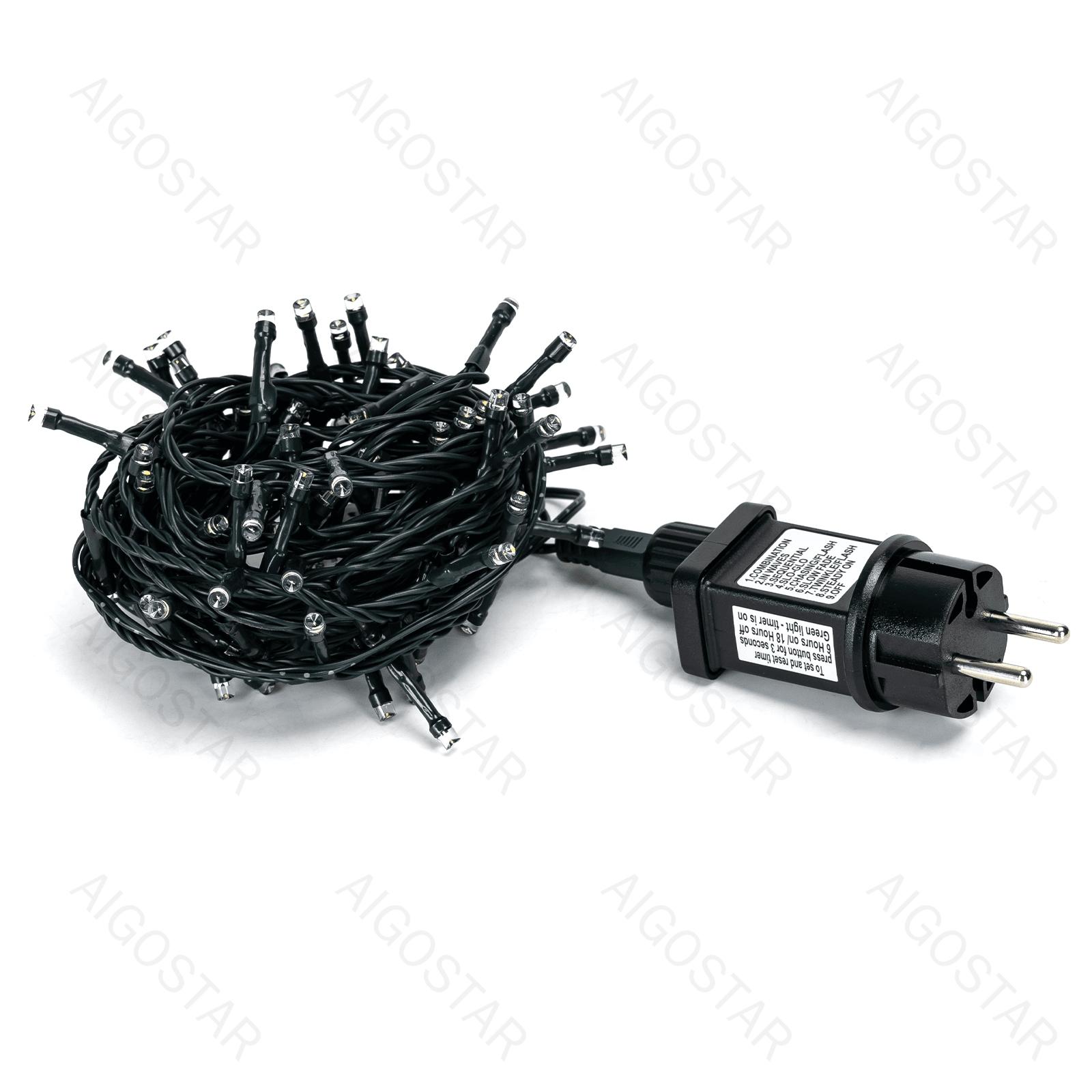 Low Voltage Flat String Lights-Warm White/Cool White-3M+5M-100LED-5CM/LED-green black wire-8blink+time+IP44