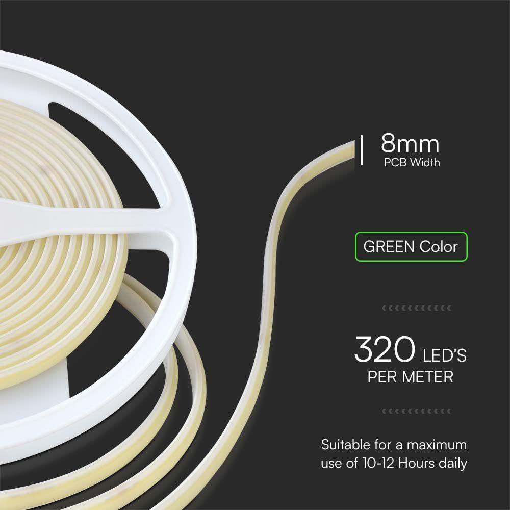 10W Taśma LED COB, Barwa: GREEN, IP67 24V , VTAC, SKU 23143