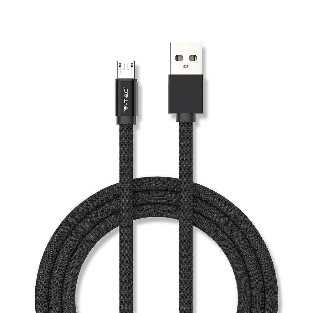 VT-5341 1M MICRO USB BRAIDED CABLE WITH COTTON FABRIC-BLACK(RUBY SERIES)