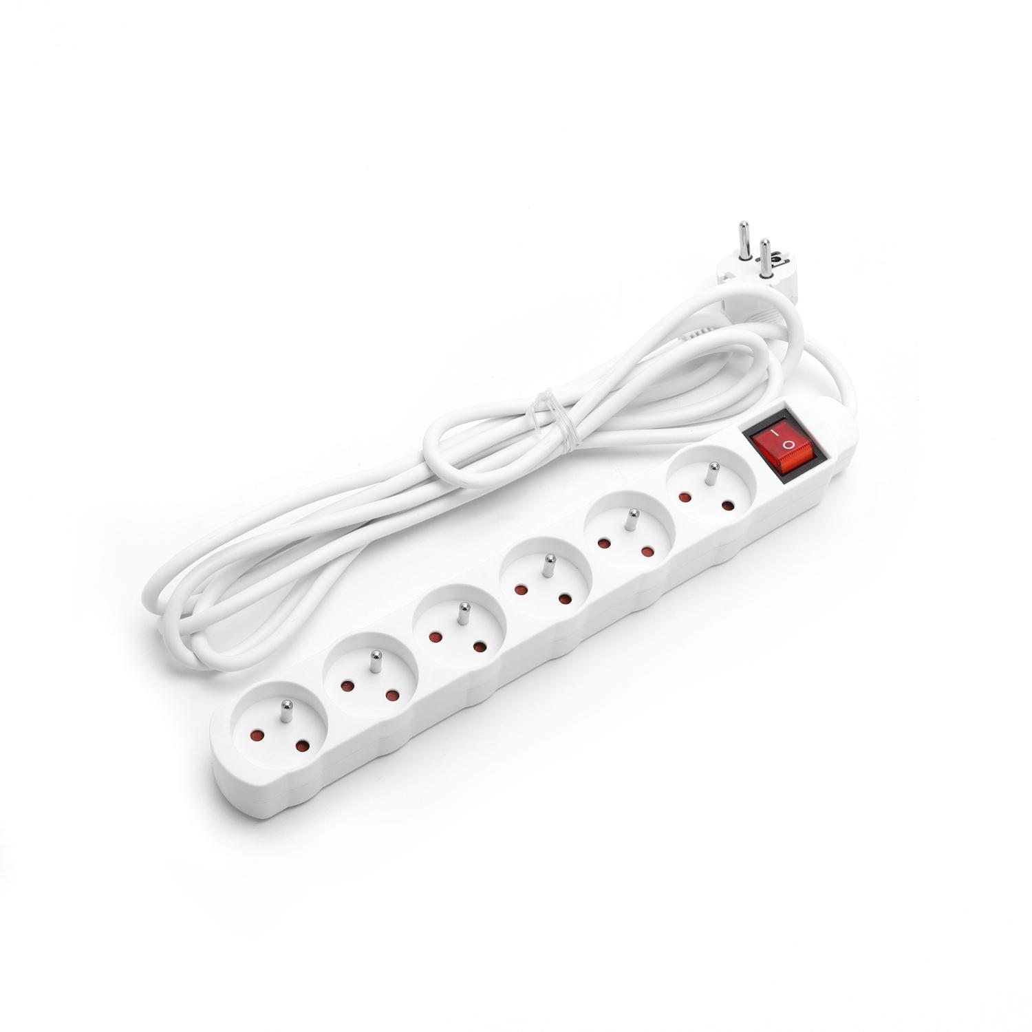 Power strips 6-way 3m H05VV-F 3G1.0m㎡ White