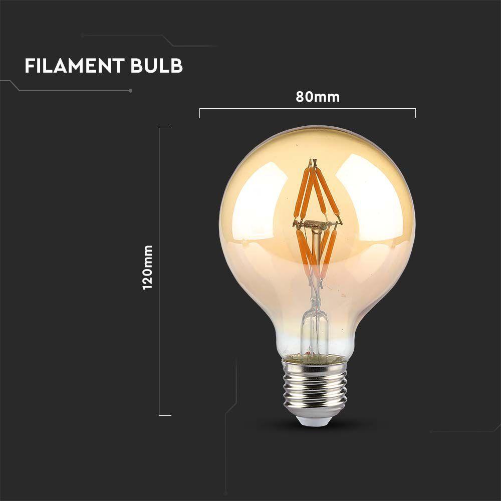 VT-2004 4W G80 LED FILAMENT BULB AMBER GLASS 2200K E27