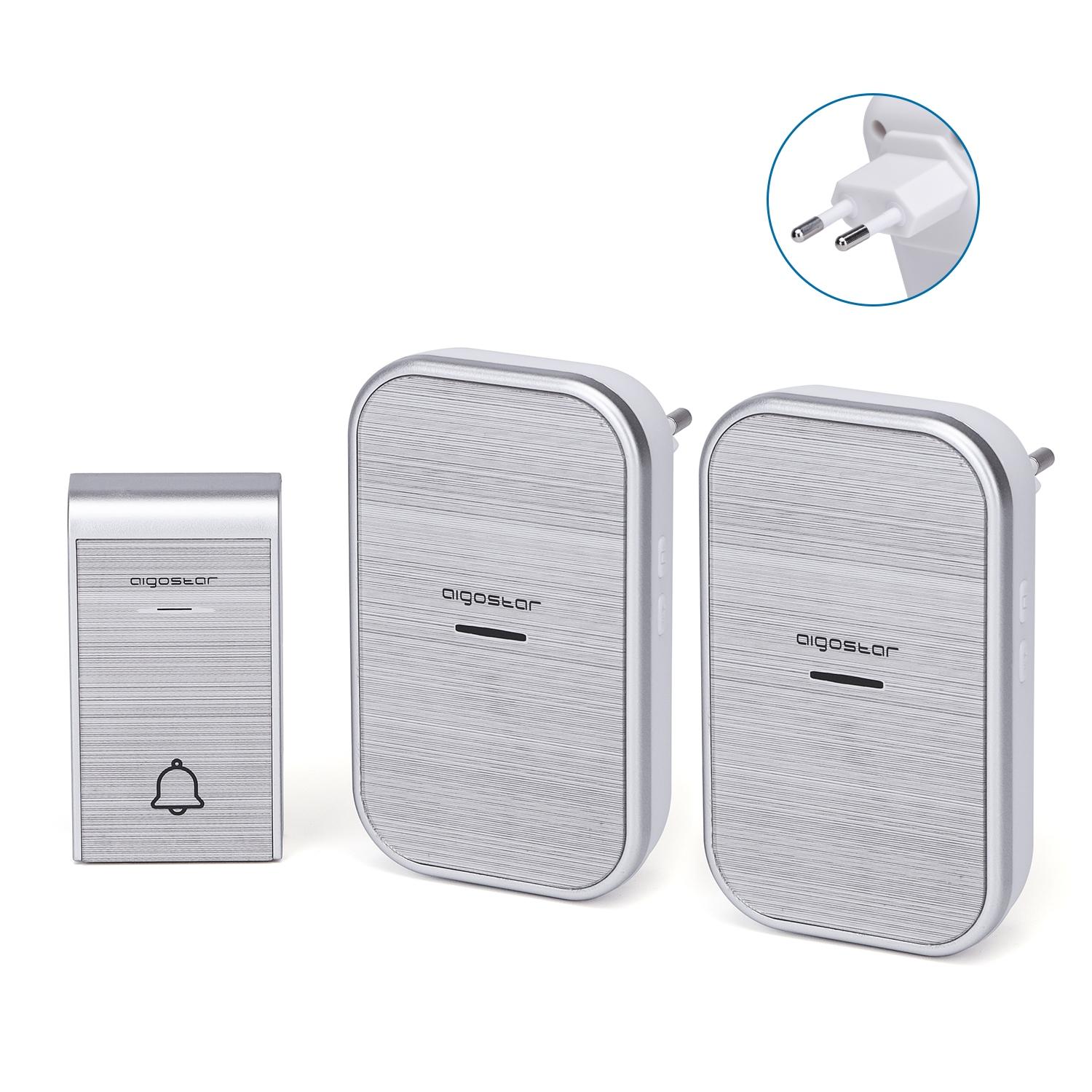 AC Wireless Digital Door Bell (one to two) Silver