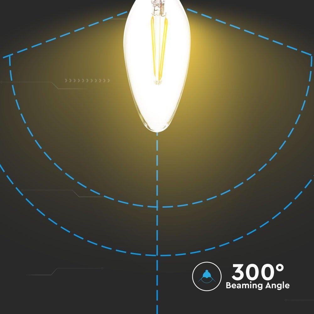 VT-284D 4W CANDLE FILAMENT BULB -CLEAR GLASS SAMSUNG CHIP 3000K B15 DIMMABLE