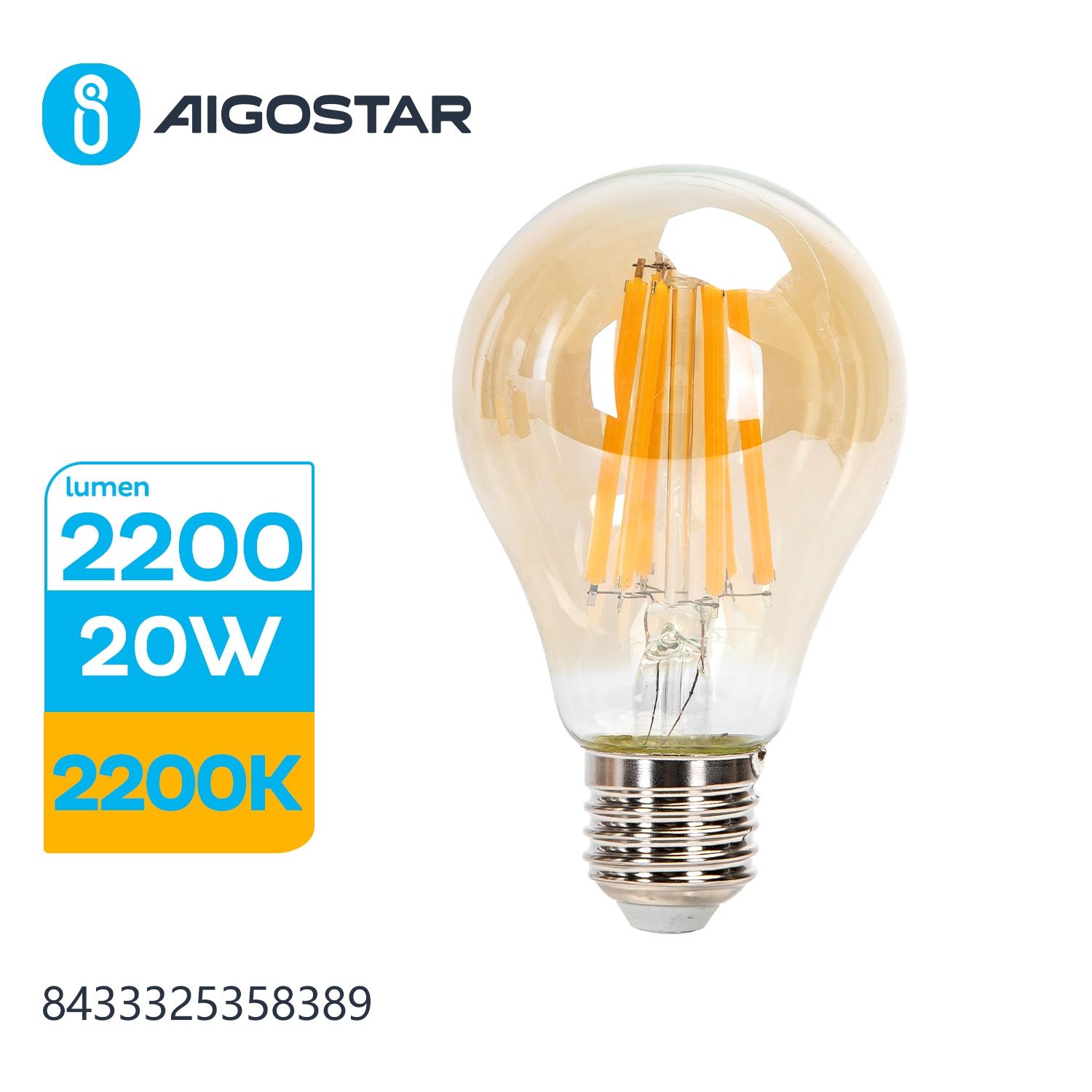 Żarówka LED Filament (Bursztynowa) A65 E27 20W