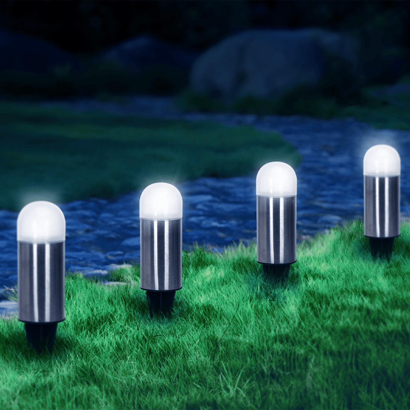 LED Solar Ambient Lawn Light Okrągły słupek ze stali nierdzewnej 6500K