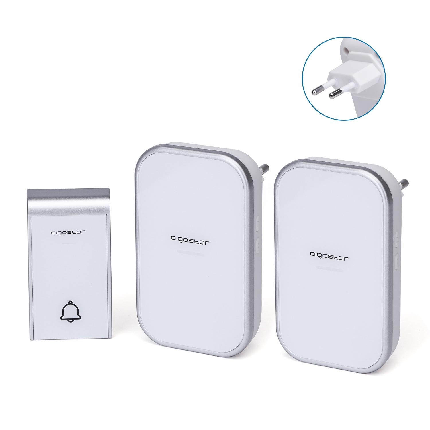 AC Wireless Digital Door Bell (one to two) White & Silvery