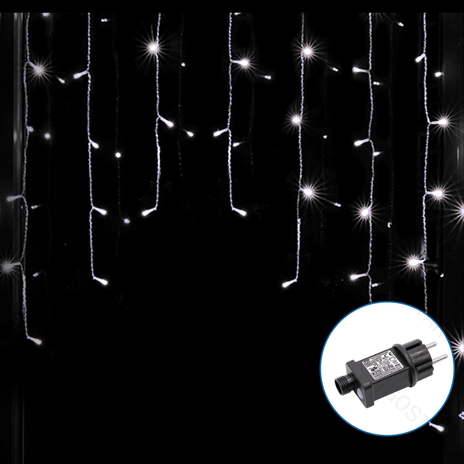 Low voltage connectable curtain (wave) flat string lights, warm white, 3m+3m*1m, 200LEDs, 30strips