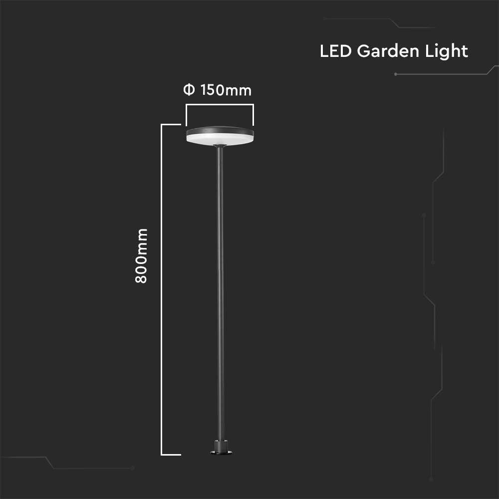 12W Słupek ogrodowy LED (D150*H800), Barwa: 4000K, Obudowa: Antracyt      , VTAC, SKU 10426