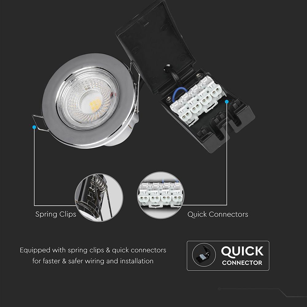 VT-885 5W SPOTLIGHT FIRERATED FITTING SAMSUNG CHIP 4000K CHROME 10PCS/PACK