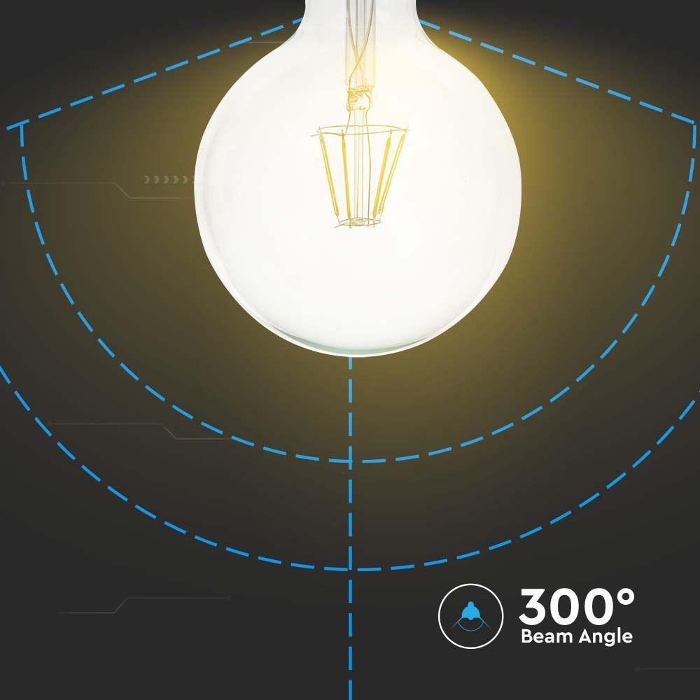 12W G125 Żarówka LED Filament, Klosz Transparentny, Barwa:3000K, Trzonek:E27, VTAC, SKU 217453