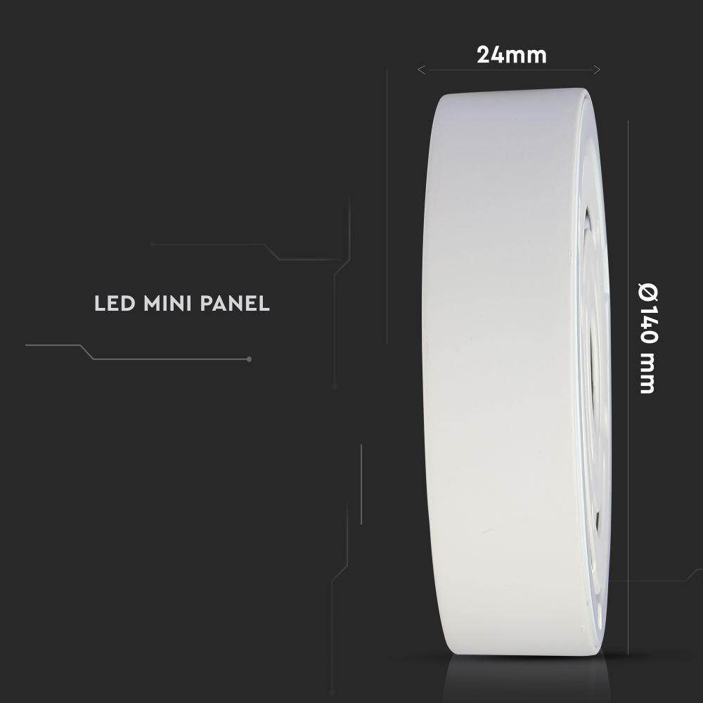 VT-1205 12W LED SURFACE PANEL 3000K ROUND