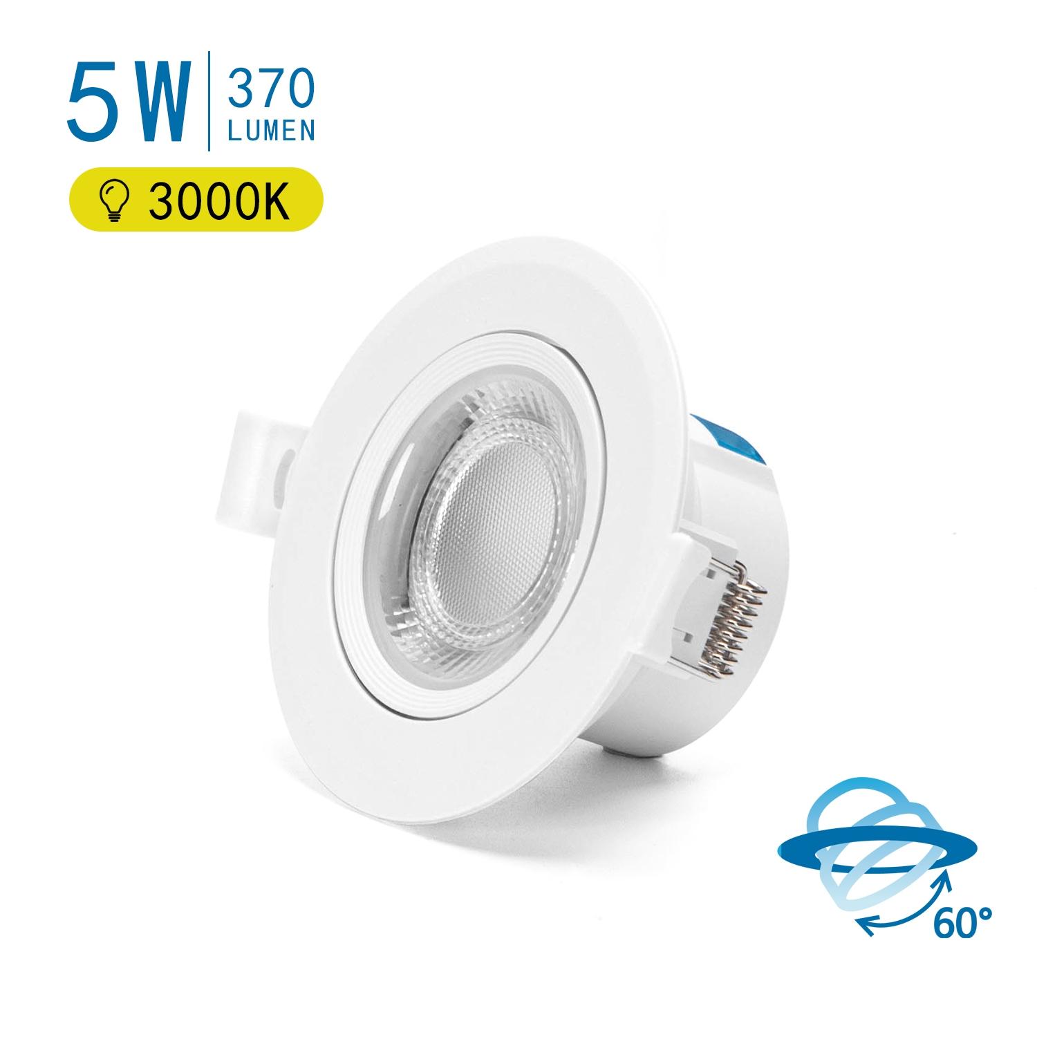 Podtynkowy okrągły downlight LED z regulowanym kątem 5W Żółte światło