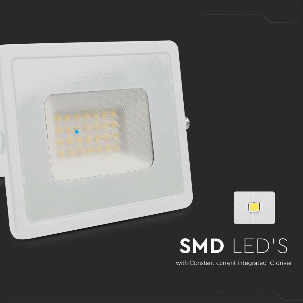 30W Naświetlacz LED SMD, Barwa:6500K, Obudowa: Biała, VTAC, SKU 215957