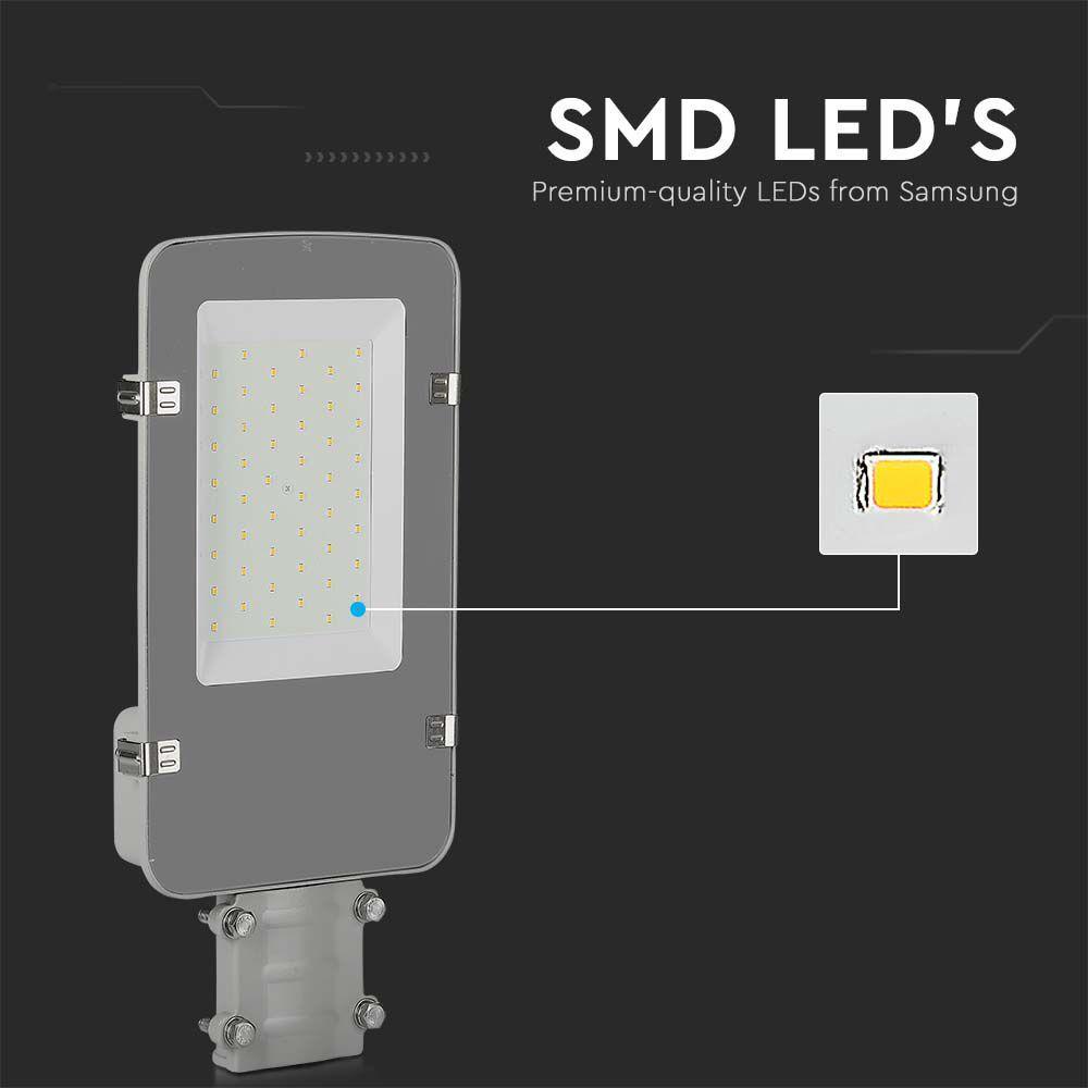 30W Lampa uliczna LED, Chip SAMSUNG, Barwa:6500K, Obudowa: Szara, VTAC, SKU 215261