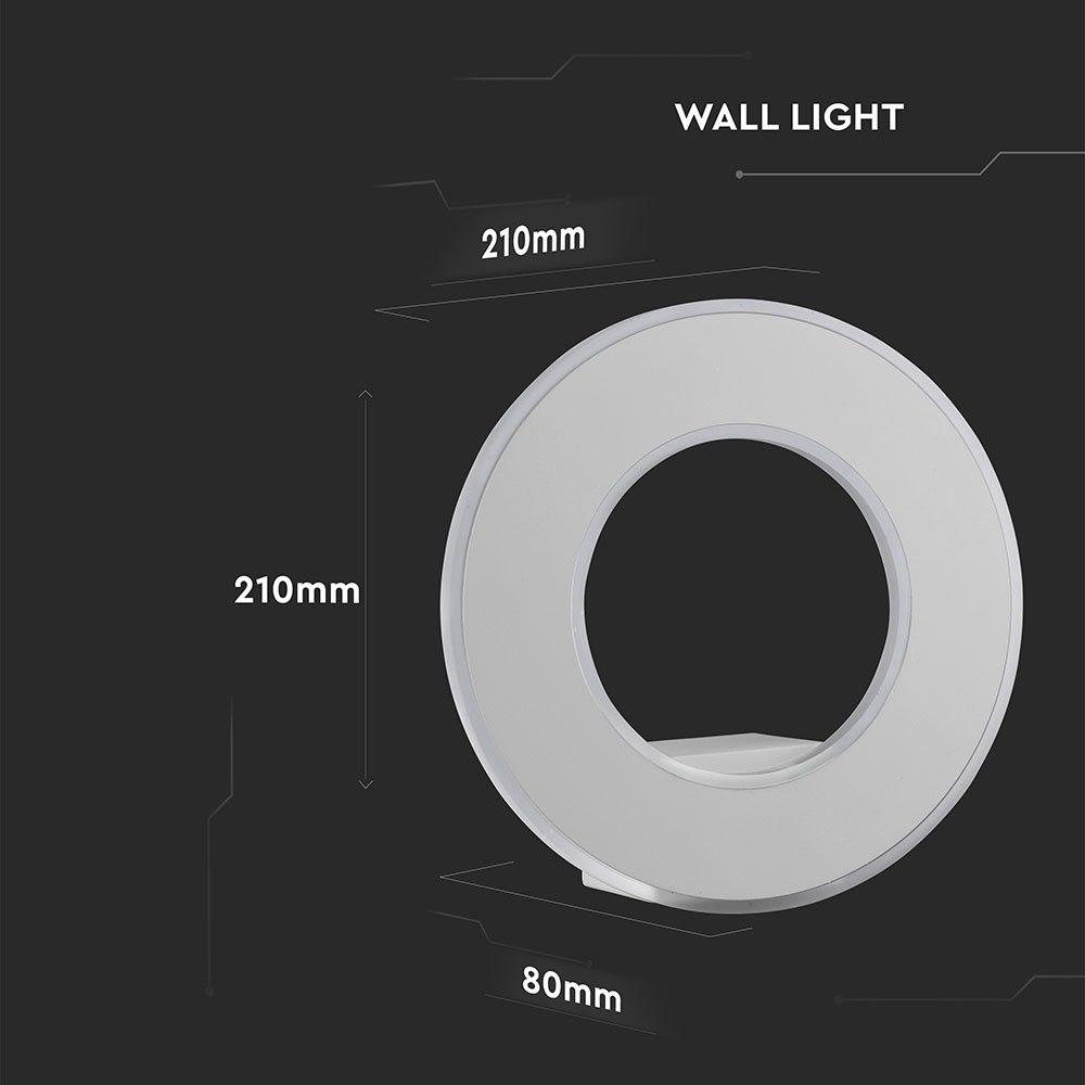 9W Lampa ścienna LED, Barwa:3000K, IP20, Obudowa: Biała, VTAC, SKU 8225