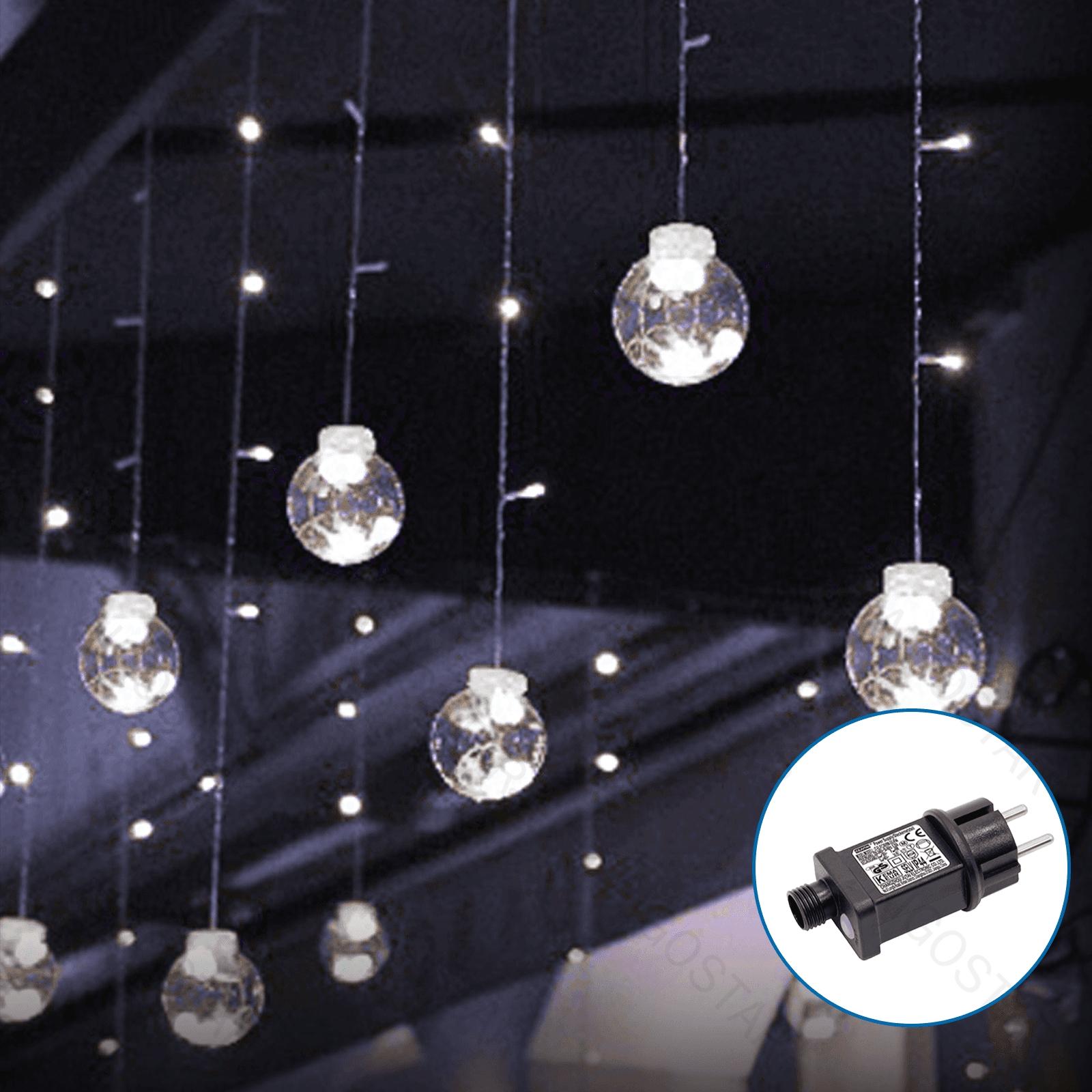 Low voltage connectable string lights, wishing balls (wave), cool white, 3m+3m*0.6m, 12strips