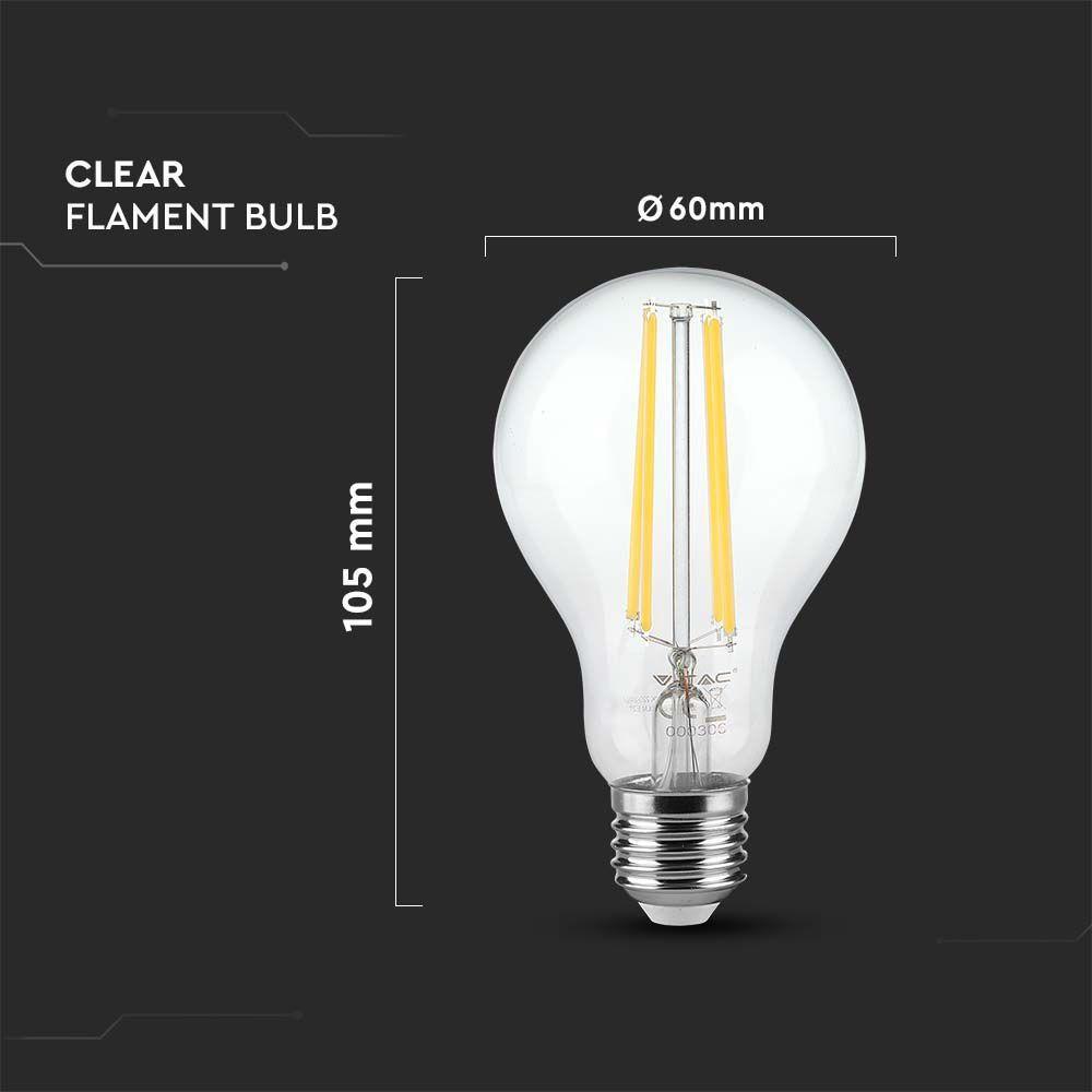 VT-2133 12W A60 LED FILAMENT BULB CLEAR COVER 3000K E27