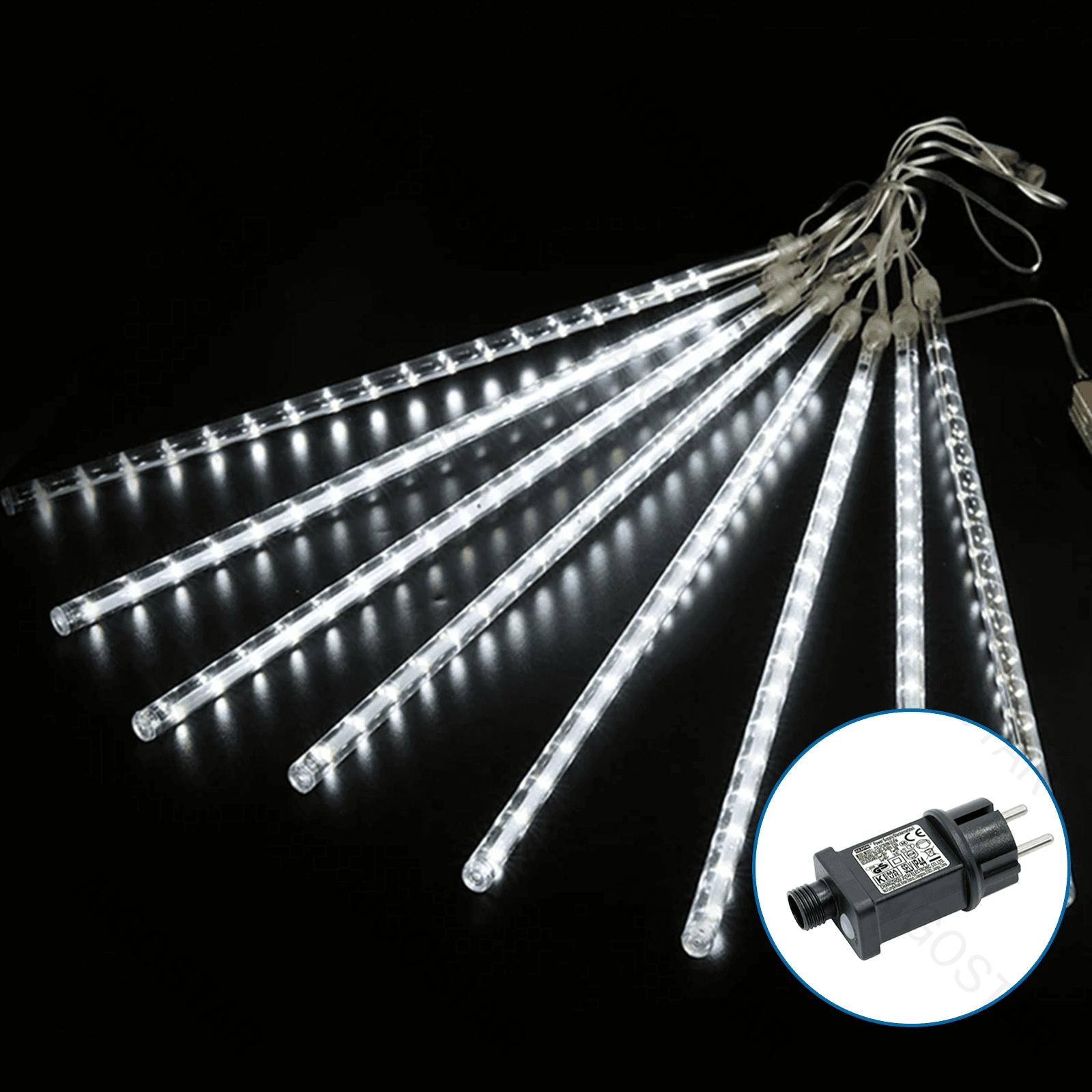 Low voltage 80cm- meteor shower string lights, cool white, 3m+10m, 16strips