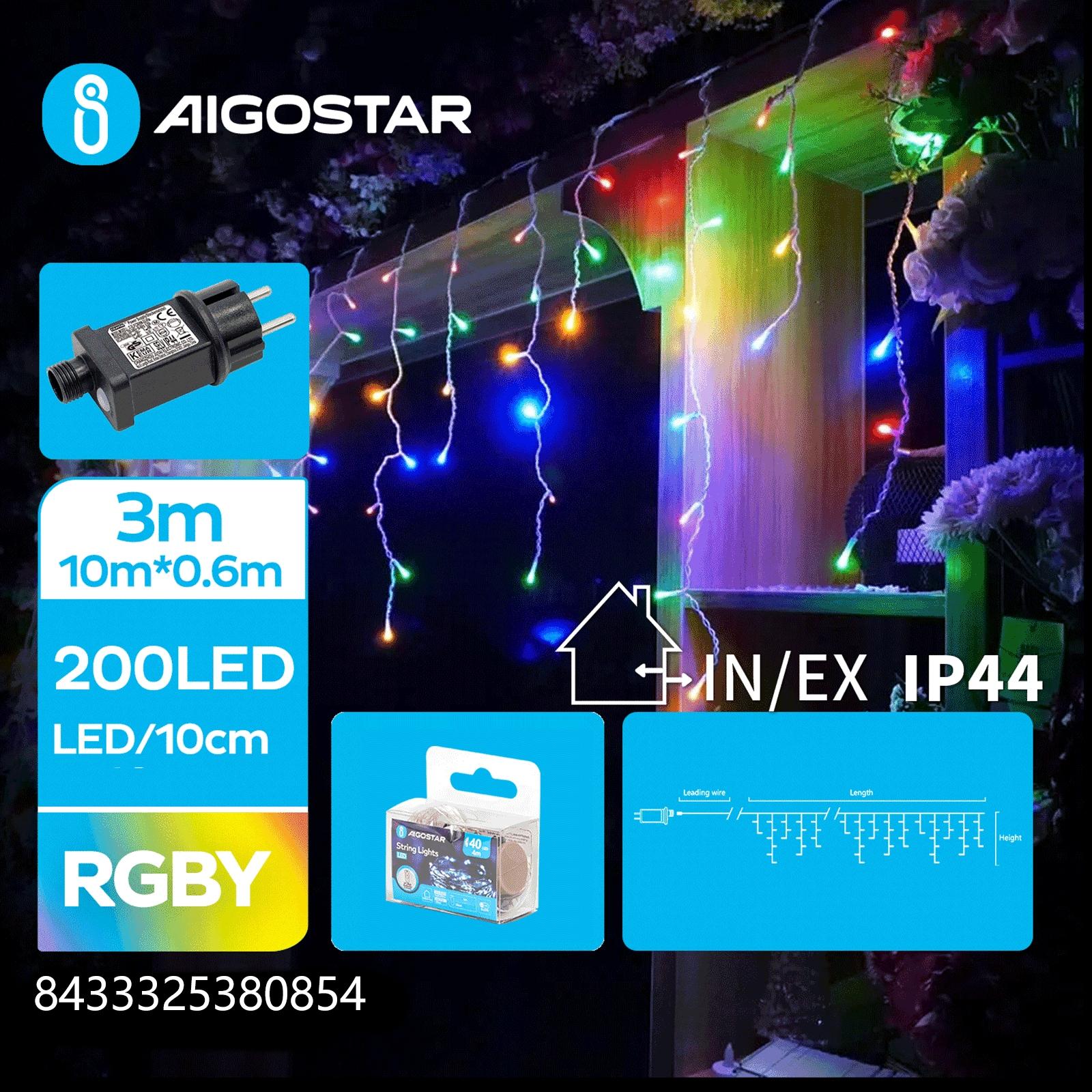 Low voltage icicle (wave) flat string lights, RGBY, 10m*0.6m