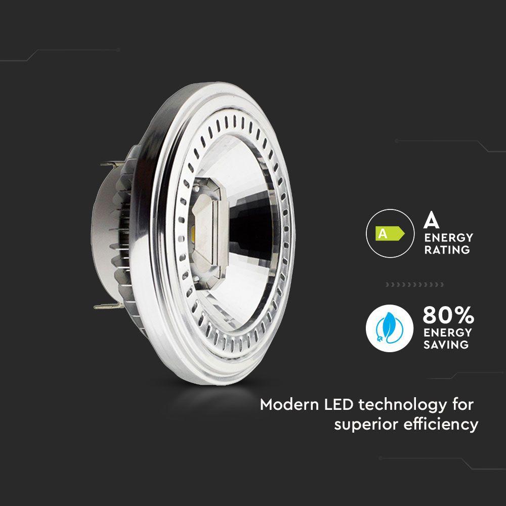 15W AR111 PAR Żarówka LED, Barwa:6400K, Trzonek: G53, Zasilanie:12V , VTAC, SKU 4255