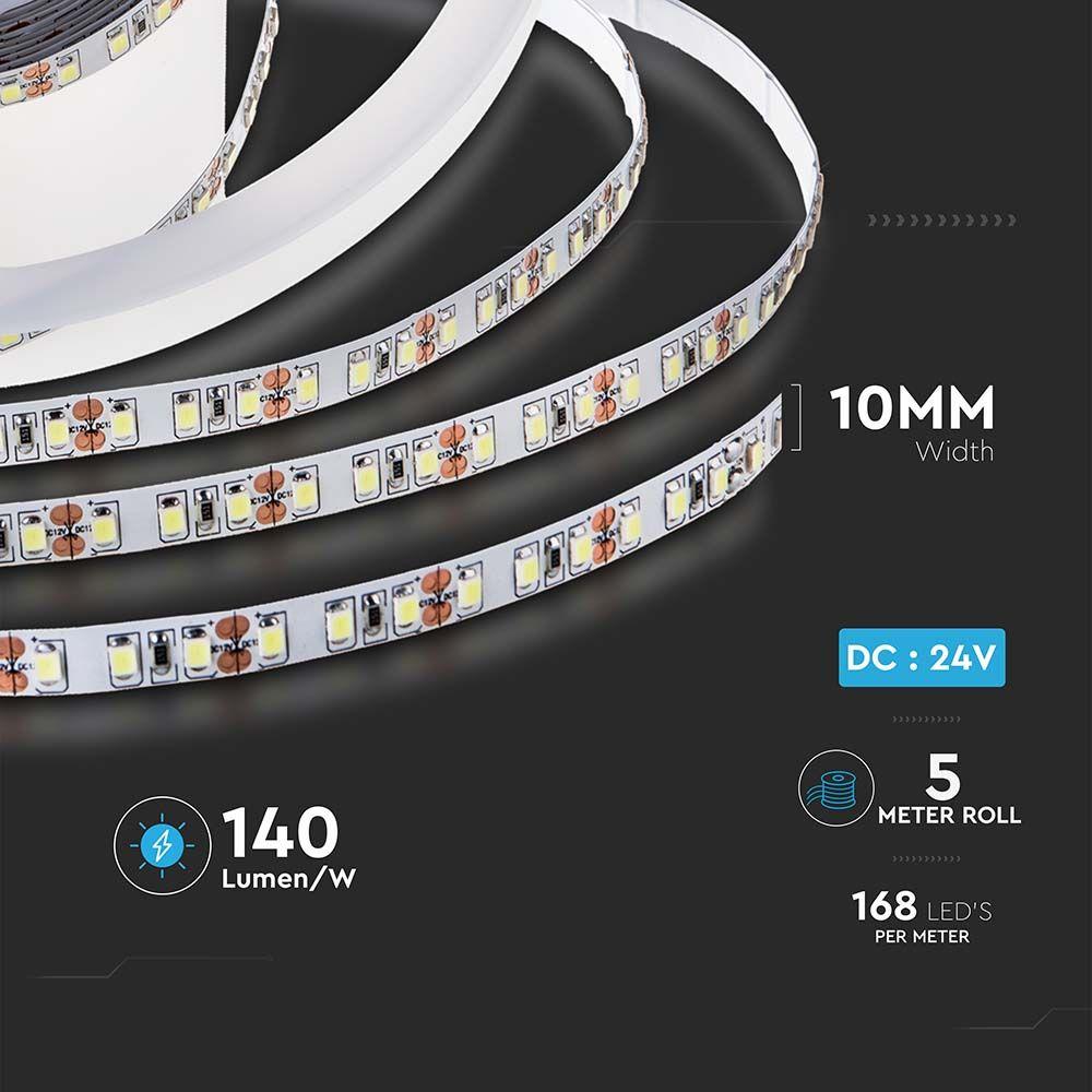 VT-2835 168 12W/M LED STRIP LIGHT 3000K IP20 24V (5M/ROLL)(PRICE PER M)