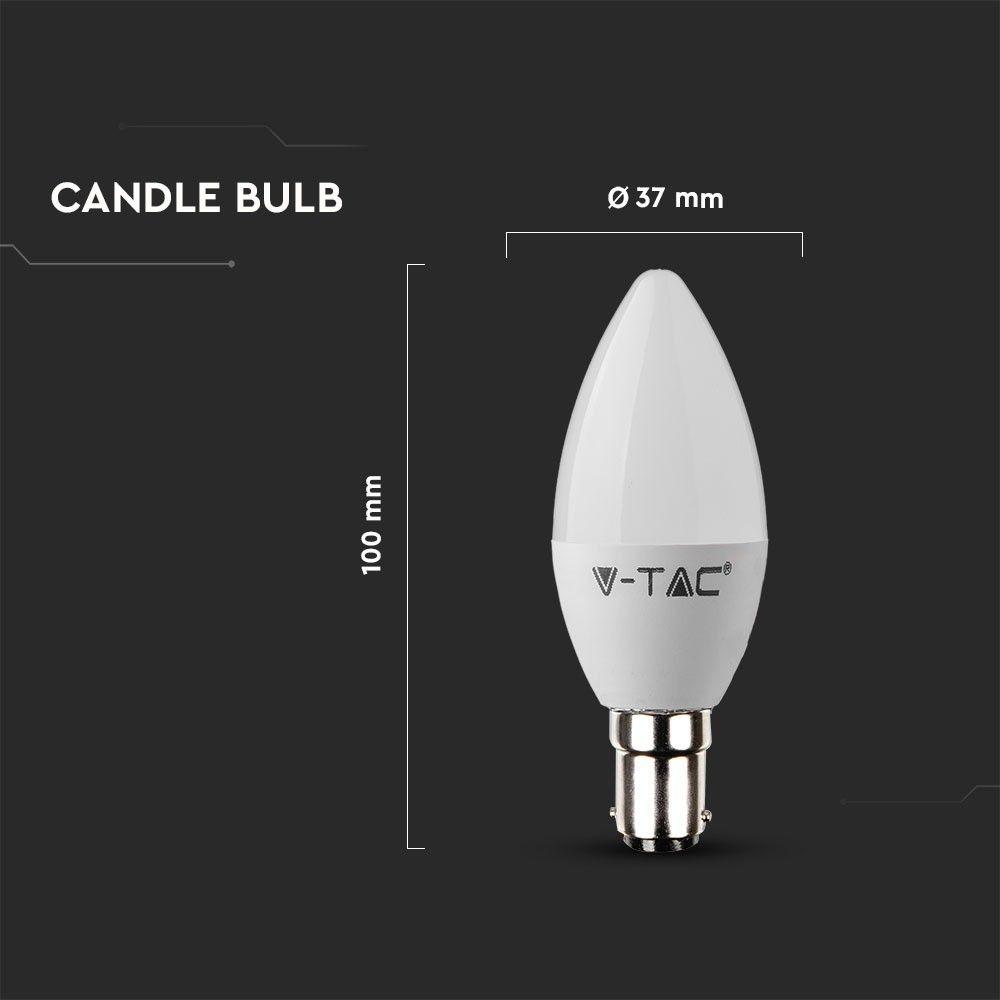 5.5W C35 Żarówka LED, Chip SAMSUNG, Barwa:3000K, Trzonek:B15, VTAC, SKU 860